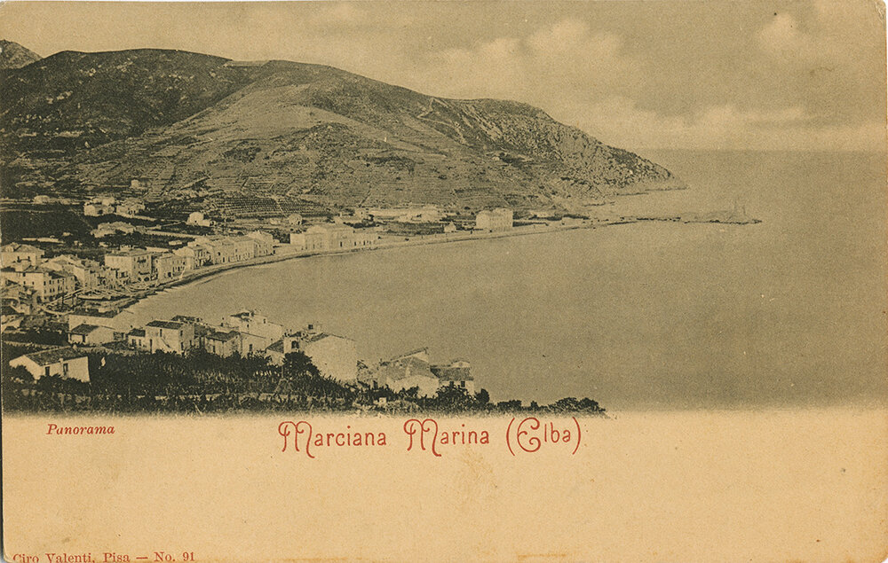 Cartolina con la baia di Marciana Marina